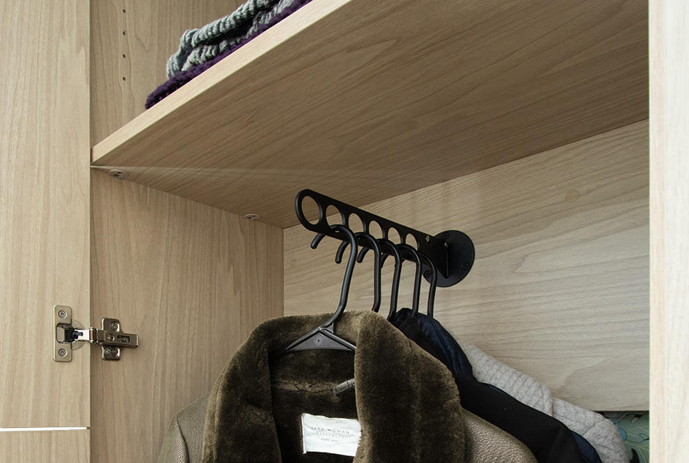 Built-in Mudroom Cabinet with Folding Valet Rod