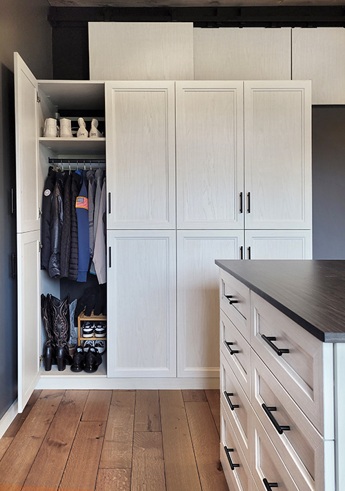 Organized Mudroom Cabinet for Each Family Member with Cabinet Island