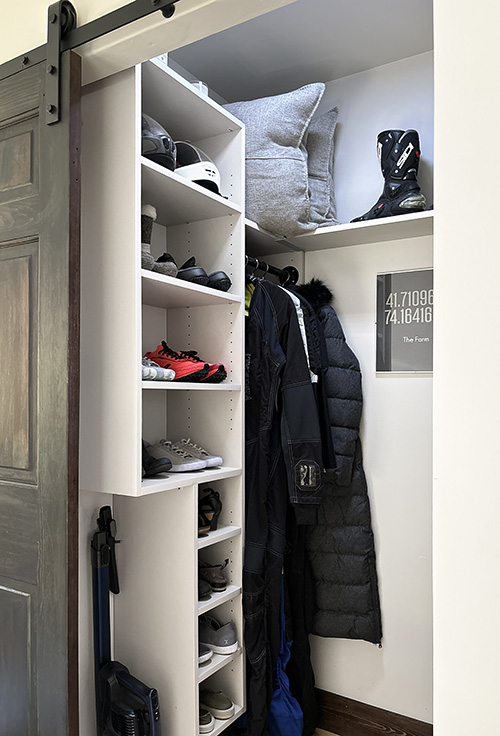 Dedicated Closet Storage for Soprts Gear with Shoe Shelves