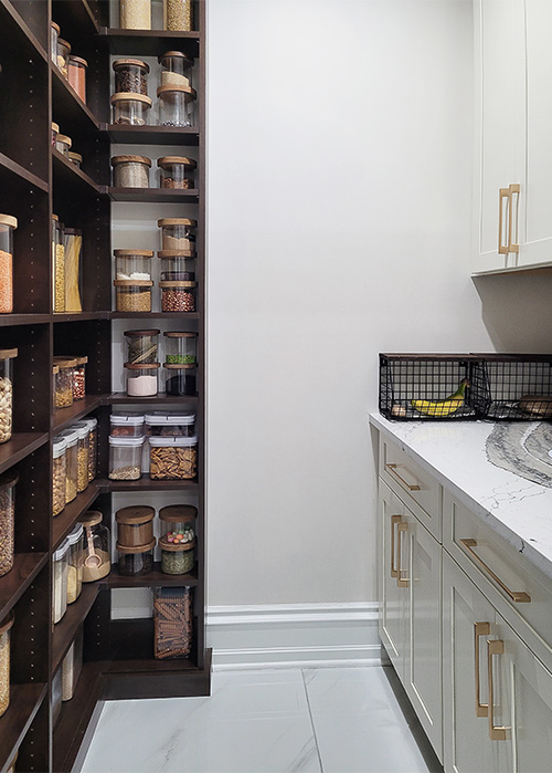 Custom Pantry with Adjustable Shelves for Storage Containers