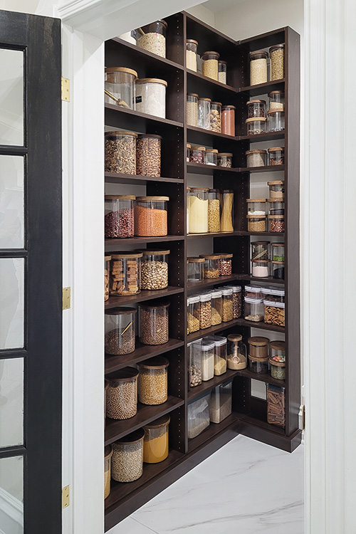 Custom Pantry Shelving in Chocolate Pear