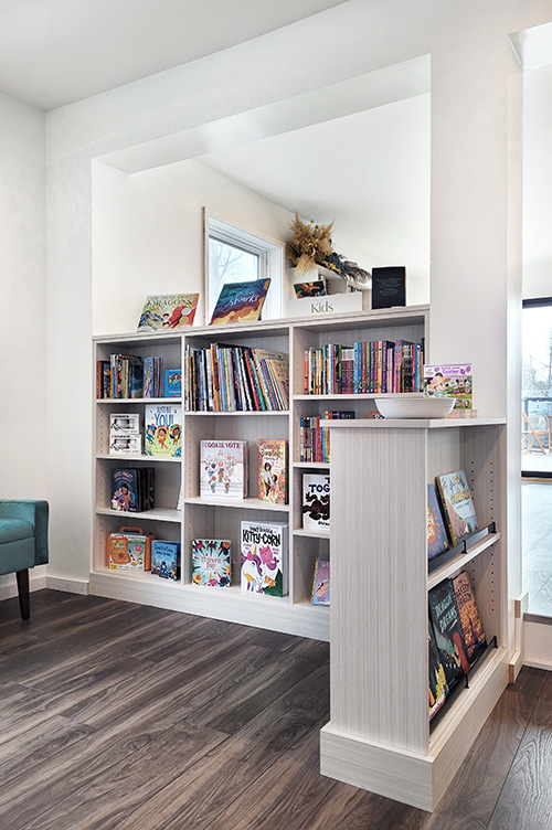 L-Shaped Custom Built Bookcases with Adjustable Shelves