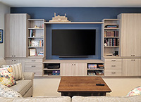 Entertainment Center & Home Office with Storage Cabinets & Bookcase Shelves