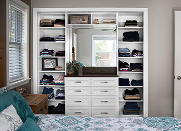 Reach-In Closet with Built-In Dresser