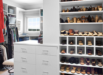 White Master Walk-In Closet with Center Island