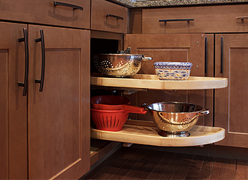 Double Tier Lazy Susan in Kitchen Corner Cabinet