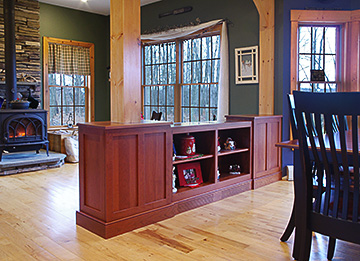 Cabinet Room Divider with Storage and Open Shelves