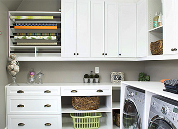 Contemporary Laundry Room with Wrapping Station