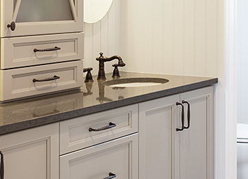 Double Bathroom Vanity with Center Cabinet