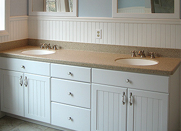 Double Bathroom Vanity Cabinet with Wainscot