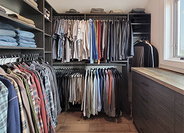 Men's Custom Walk-In Closet with Built-In Dresser