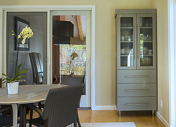 Modern Dining Room Hutch with Acid Etched Glass Doors