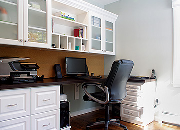 Home Office with Etched Glass Doors