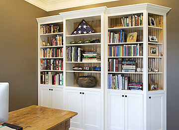 Home Office Bookcase with Beadboard Backing