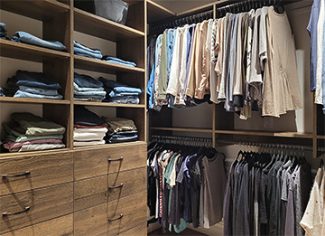 Custom Primary Closet in Brown Halifax Oak