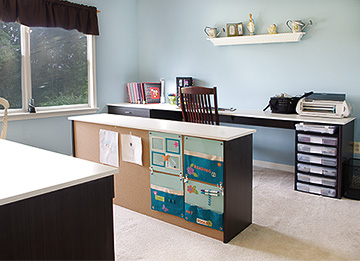 Scrapbook Craft Room with Generous Workspace and Storage