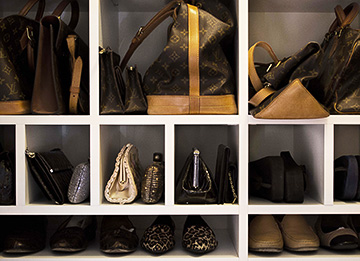 Closet with Open Shelves for Shoes and Purses