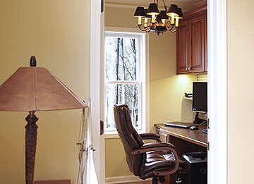 Cherry Wood Home Office with Desk and Cabinets