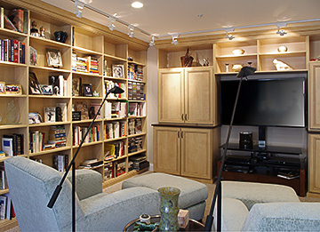 Entertainment Center Library with Adjustable Shelves and Deep Cabinets