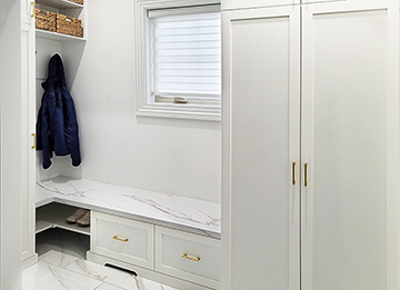 White Mudroom with Tall Cabinets