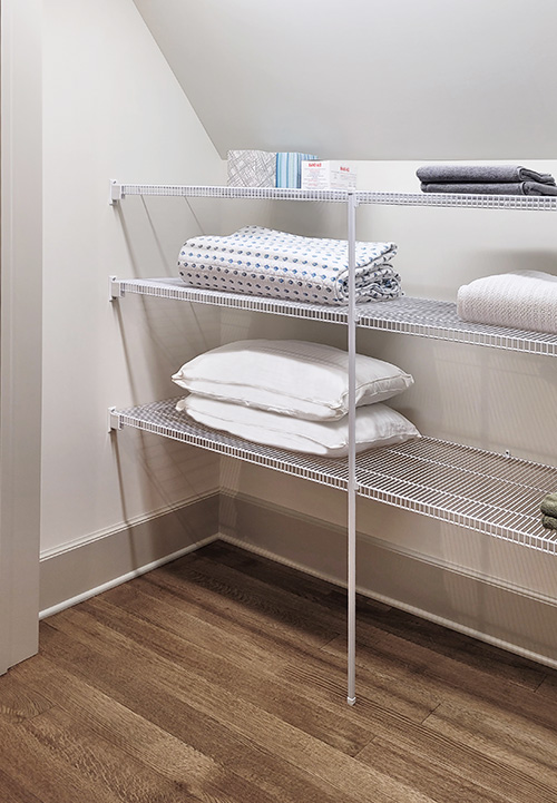 Angled Closet with Wire Storage Closet Shelving