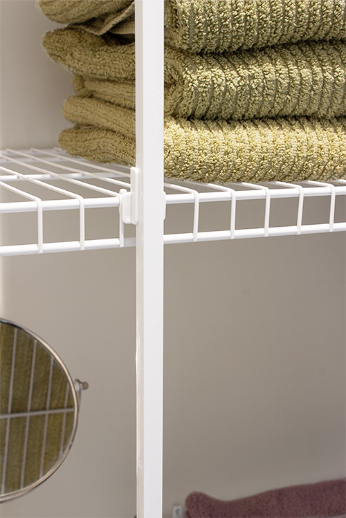 Simple Wire Shelving Linen Closet Close Up