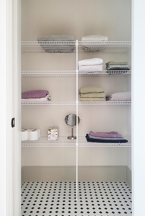 Simple Wire Shelving Linen Closet