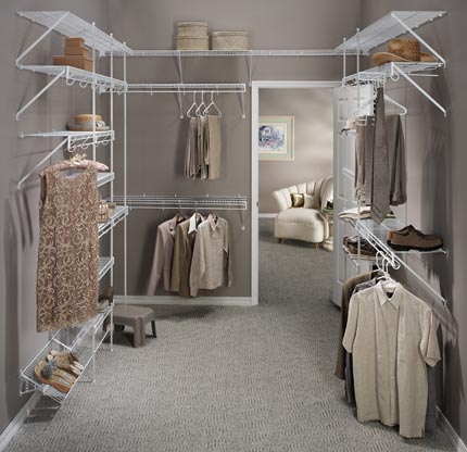 Wire Shelving And Wood Closet, Closet Wire Shelving Design