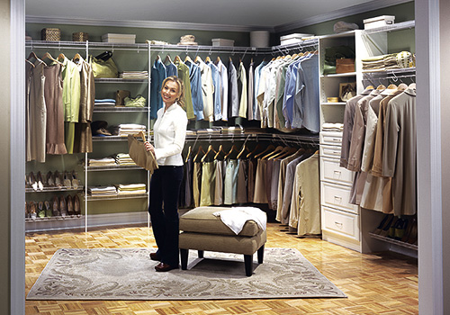 Wire Shelving and Wood Closet